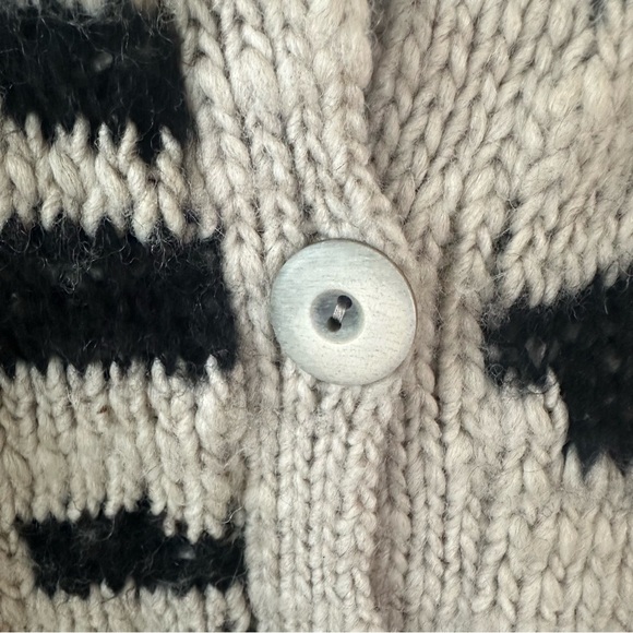 ANTHROPOLOGIE Sleeping On Snow Zebra Chunky Knit Cardigan M Wool Mohair Tan - Picture 7 of 10